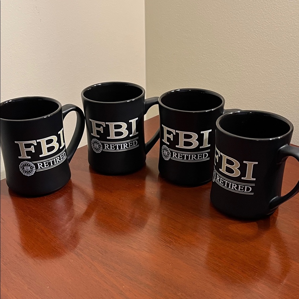 NWOT Four “FBI Retired” large coffee mugs